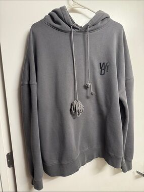 Relaxed Charcoal Hoodie with Subtle Chest Logo